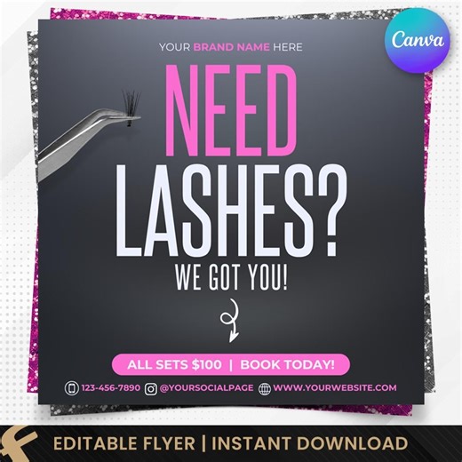 Lash Tech Flyer Canva Template | Beauty Business Promo (digital Download) - Etsy Canada