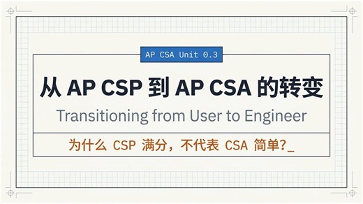 AP CSA Unit 0.3 Transitioning from AP CSP to AP CSA 从 CSP 到 CSA 的转变