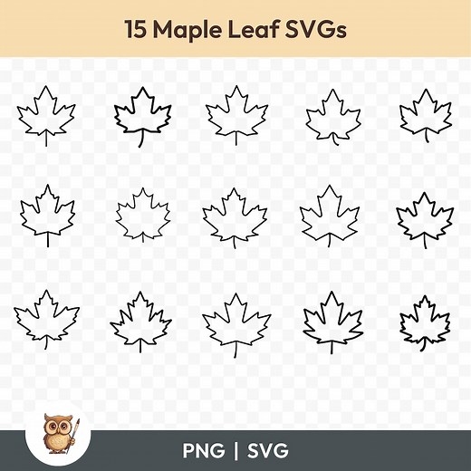 Maple Leaf SVG Bundle, Maple Leaf Outline Clipart, 15 Maple Leaves Cut Files for Cricut, PNG and SVG, Vector Image Cut Files, Printable - Etsy