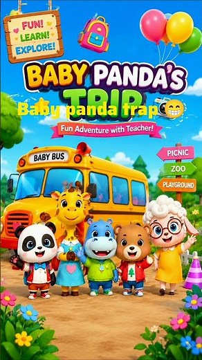 🐼 Baby Panda’s Trip 🚌✨ | Fun Adventure with Teacher! 😍 | Kids Game #Shorts