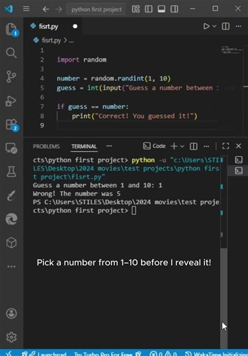 Guess the Number Game in Python Beginner Friendly Coding #shorts
