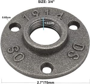 [Hot Item] 1/2" 3/4" Floor Flange Iron Pipe Fittings 3-Holes Flanges for Handrail Wall Mount Bst Threaded