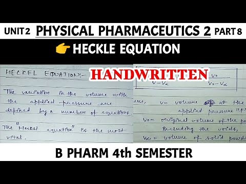 Heckle equation in physical pharmaceutics || Pharma lectures ||
