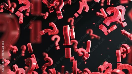 Red question marks and exclamation points floating abstract many questions answer solution confusion concept