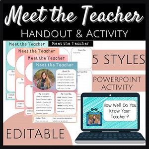 MEET THE TEACHER Template and PowerPoint Game Editable