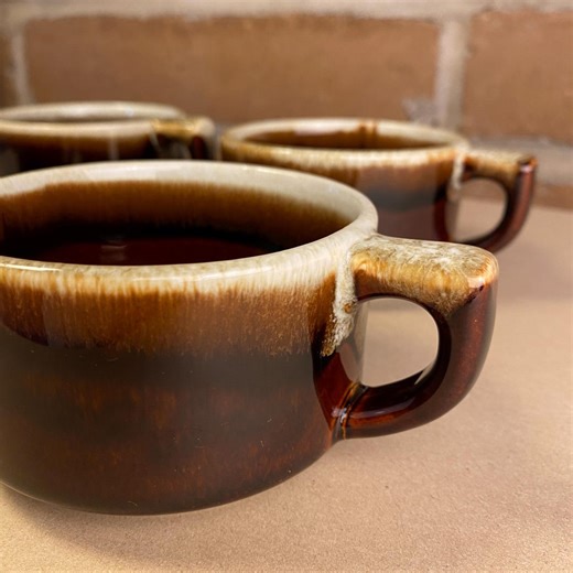 Pfaltzgraff Gourmet Brown Stoneware Mugs, Brown Drip Glazed, Set of 4 - Etsy