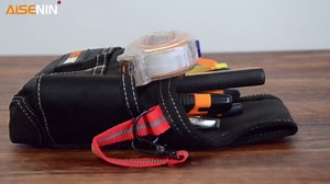 Small Electrician Pouch Tool Pouch Bag Tool Belt Pouches with Pockets for Tools, Flashlight, Keys, Black
