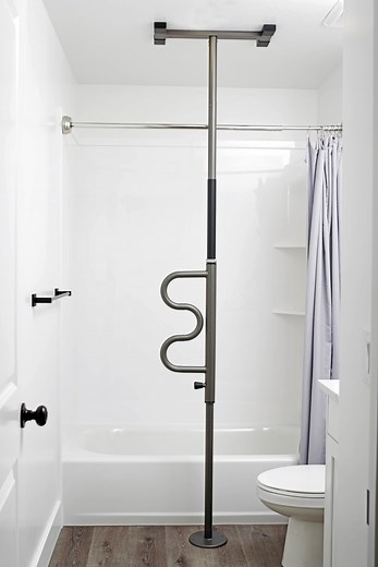 Stander Wonder Pole, Security Pole and Curve Grab Bar, Bathroom Safety Rail for Elderly, Tension Mounted Floor to Ceiling Safety Assist Handle for Seniors, Supports 300 lbs, Graphite - Walmart.com
