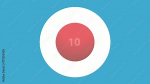 Number 10 ten sign symbol animation motion graphics icon on blue circle white background,cartoon video number for video elements