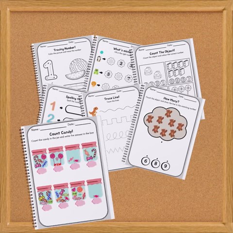 Kindergarten Numbers Worksheet | Tracing, Matching, Counting & Coloring | Printable Worksheet | Practice Activities | Preschool Learning - Etsy