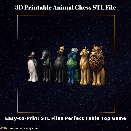 3D Printable Animal Chess Set – Sculpted STL Files (digital Download) - Etsy Canada
