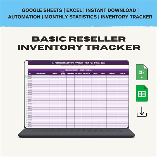 Reseller Inventory Tracker Spreadsheet | Thrift Flip Profit Tracker | Ebay Mercari Facebook Marketplace | Excel Google Sheets Template - Etsy