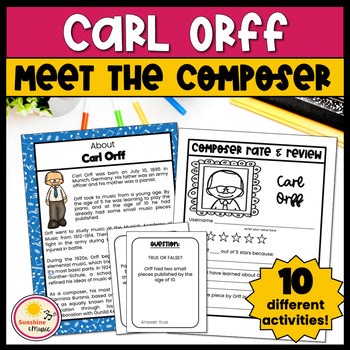 Carl Orff Biography - Composer Worksheets, Word Search, Staggered Book