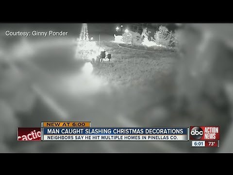 Christmas Grinch caught on camera slashing holiday inflatables