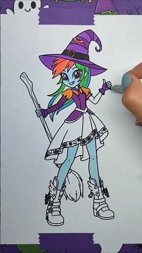 Coloring Rainbow Dash Halloween in Reverse | Fun Art for Kids