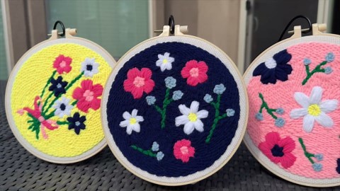 Sterlyng Ash Punch Needle Kit - Beginner Adults Embroidery Kit with Punch Needle Tool, Embroidery Hoop, Patterns, Yarn & Instructions