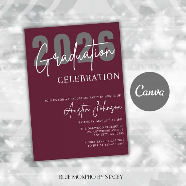 Graduation Invitation 2026 | Minimalist Grad Announcement | Graduation Event (canva Template) - Etsy