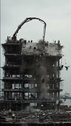 Watch the exact moment the top floor gives way. #collapse