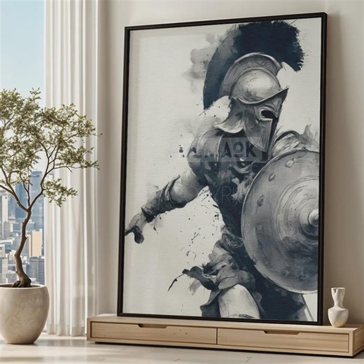 Roman Gladiator Poster Art Print Minimalist Wall Decor - Etsy