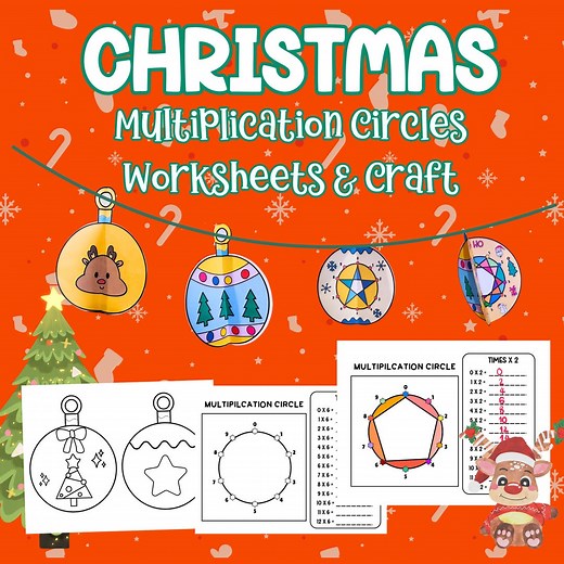 Christmas Multiplication Circles Worksheets & Craft | Times Tables 2-12 - Etsy