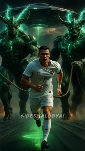 Messi, Neymar & Mbappé aliens vs Ronaldo aliens battle #ai