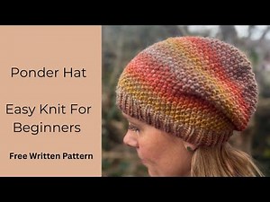 EASY Knit MOSS STITCH Ponder Hat [Free Written Pattern] 🧶 Beginner Friendly Tutorial