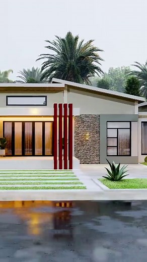 3 Bedroom Butterfly Roof House Plan Design
