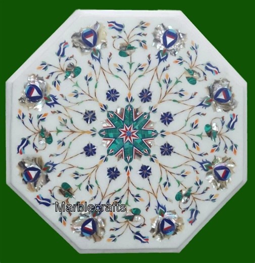 Marble Coffee Table Top | Office Side Table Top | Breakfast Table Top | White Table Top | Lapis Lazuli Side Table | Lawn Side Table Top - Etsy