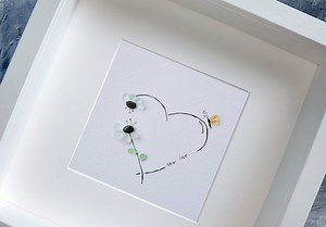 Sea Glass Pebble Art, gerahmte Küsten Wohnkultur, neue Liebe Geschenk - Etsy.de