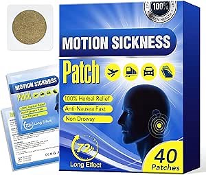 Motion Sickness Patch, 40 Counts, Relieve Vomiting Nausea, Dizziness, Seasick, Car Trips, Herbal Relief, Non Drowsy