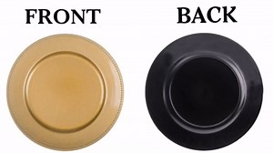 MAONAME 13" Gold Charger Plates Set of 6, Round Charger for Dinner Plates, Plate Chargers with Beaded Rim, Plastic Table Chargers for Wedding, Party