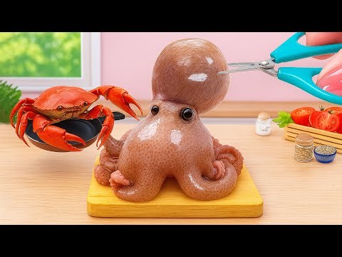 Tiny Food in Natural 🥘How to Cook Miniature Baked Octopus and Fry Crab Spicy | Petite Cooking