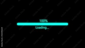 SHOWTIME Glitch Text Animation and Loading Bar, Cyberpunk loading bar animation with glowing effect isolated on black background 4k motion video. Stock Video