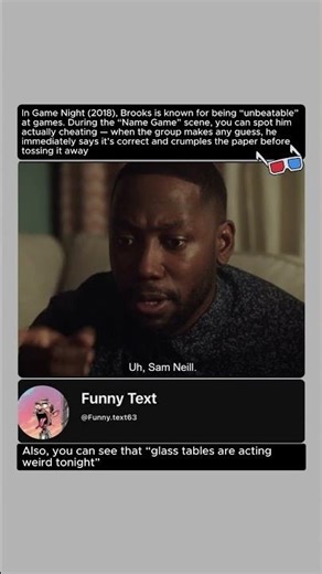 In Game Night (2018), Brooks is known for being “unbeatable” at games. During the “Name Game” scene