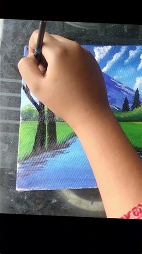 Mountain scenery drawing | Acrylic painting