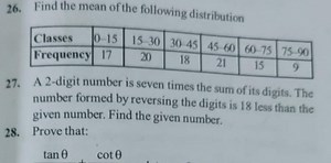 Find the mean of the following distribution\begin{tabular} { |... | Filo