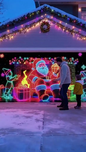 ✨Bring festive magic to your garage door with this Christmas door banner — UV-activated to create enchanting visual effects that fill your home with a joyful and captivating holiday spirit! | Dreamofup | Facebook