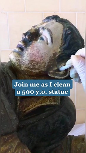 Restoring a Bronze Statue: Removing Old Varnish Process