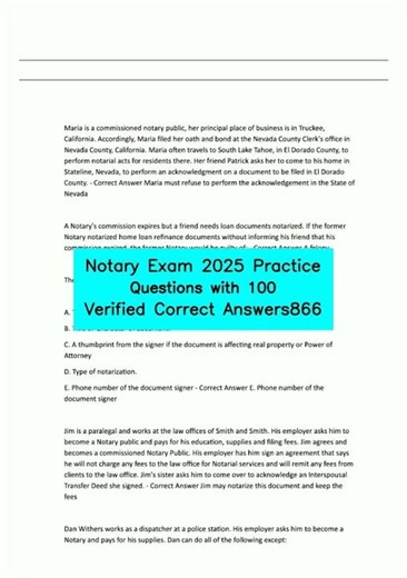 Notary Exam 2025 Practice Questions with 100 Verified Correct Answers866 video