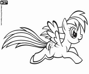 The pony pegasus RainbowDash coloring page printable game