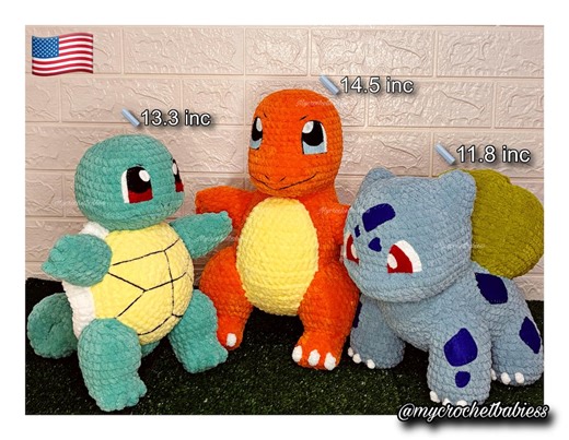 Charmander Squirtle Bulbasaur Crochet Pattern Bundle PDF / Pokemon Plush Set / 3 in 1 Amigurumi - Etsy Australia
