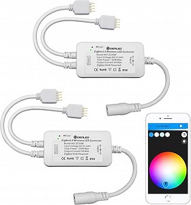 GIDEALED 2 Pack Smart ZigBee 3.0 LED Controller 2 Ausgänge für 4 Pin RGB LED Streifen Dimmen Kompatibel mit Hub Bridge,Amazon Echo Plus,Echo Show(2Gen) App/Alexa Sprachsteuerung Ambiance Lighting
