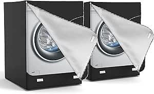 2Pack Washer Dryer Cover,Washine Machine Cover Waterproof Dustproof for Washing Front-Loading Machine, W27 D33 H39 inch (Black)