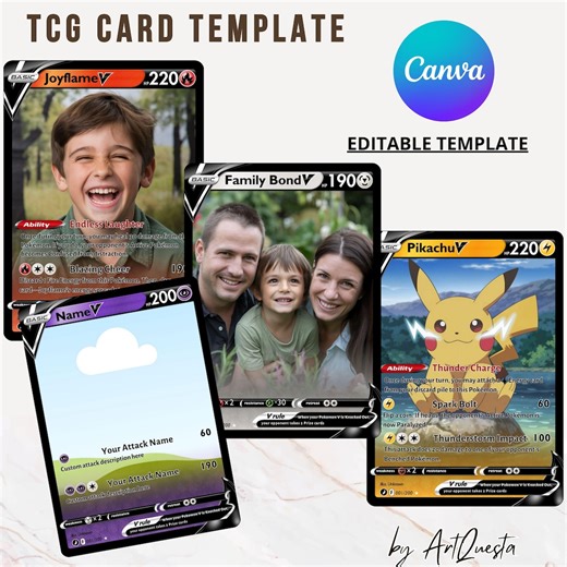 Custom Pokemon Card Template, Editable Pokémon Card V Canva Template,editable Trading Card,diy Pokémon Gift, Personalized TCG Card, Birthday - Etsy Australia