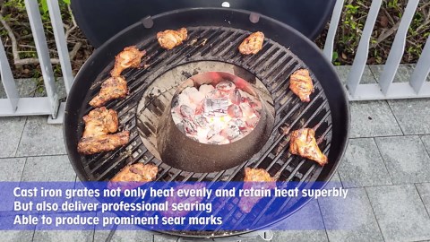 Uniflasy Cast Iron Cooking Grate for Weber 22 inch Kettle Grills, Gourmet BBQ System, One-Touch, Bar-B-Kettle, Master-Touch, Performer, for Weber 22.5 inch Original Kettle Premium Charcoal Grill, 8835