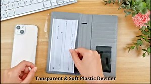 Checkbook Cover for Personal Checkbook, RFID Checkbook Register Cover with Pen Holder & Built-in Clear Plastic Divider for Duplicate Checks