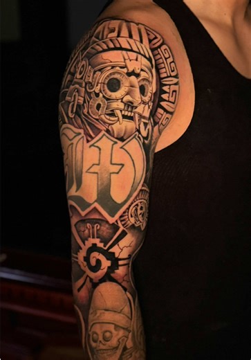 Get a tattoo and learn some history wile your at it book now let me get you right #viraltiktok #tattooartist #tattoosbyrokky #azteca #mexica