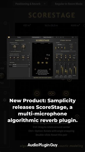Samplicity releases ScoreStage, a multi-microphone algorithmic reverb plugin.