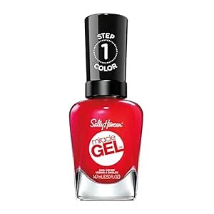 Sally Hansen Miracle Gel Salon Quality Nail Polish | Gel-Like Formula, Two-Step System, No UV Light Needed, Long Lasting | Opaque, Glossy | 439 Red Eye | Scarlet Red Nail Color