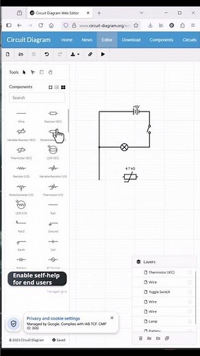 Online Circuit Diagram Creator - Great for drawing circuits to use in lesson presentations